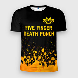 Мужская спорт-футболка Five Finger Death Punch - gold gradient: символ св