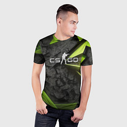 Футболка спортивная мужская CS GO green black abstract, цвет: 3D-принт — фото 2