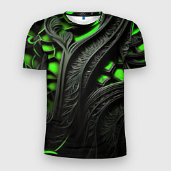 Футболка спортивная мужская Green black abstract, цвет: 3D-принт