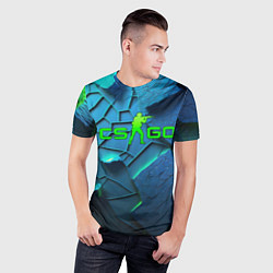 Футболка спортивная мужская CS GO blue green style, цвет: 3D-принт — фото 2