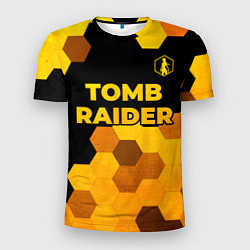 Мужская спорт-футболка Tomb Raider - gold gradient: символ сверху
