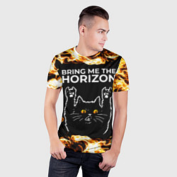 Футболка спортивная мужская Bring Me the Horizon рок кот и огонь, цвет: 3D-принт — фото 2