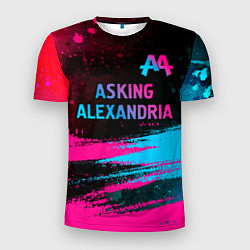 Футболка спортивная мужская Asking Alexandria - neon gradient: символ сверху, цвет: 3D-принт
