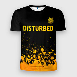 Футболка спортивная мужская Disturbed - gold gradient: символ сверху, цвет: 3D-принт