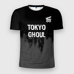Мужская спорт-футболка Tokyo Ghoul glitch на темном фоне: символ сверху