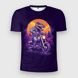 Мужская спорт-футболка Динозавр на мотоцикле