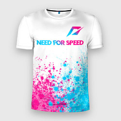 Футболка спортивная мужская Need for Speed neon gradient style: символ сверху, цвет: 3D-принт