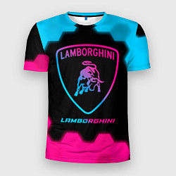 Мужская спорт-футболка Lamborghini - neon gradient