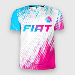 Футболка спортивная мужская Fiat neon gradient style: символ сверху, цвет: 3D-принт