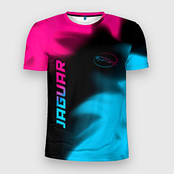 Футболка спортивная мужская Jaguar - neon gradient: надпись, символ, цвет: 3D-принт