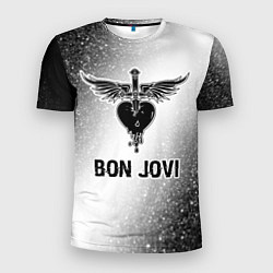 Мужская спорт-футболка Bon Jovi glitch на светлом фоне