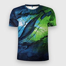 Мужская спорт-футболка Green blue abstract