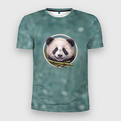 Мужская спорт-футболка Милая мордочка панды с бамбуком