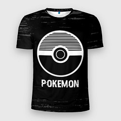 Мужская спорт-футболка Pokemon glitch на темном фоне