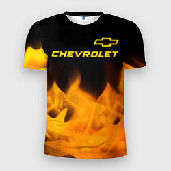 Мужская спорт-футболка Chevrolet - gold gradient: символ сверху