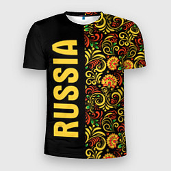 Футболка спортивная мужская Russia хохлома, цвет: 3D-принт