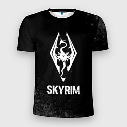 Мужская спорт-футболка Skyrim glitch на темном фоне