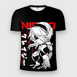Мужская спорт-футболка Nier automata - черный и красный