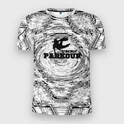 Мужская спорт-футболка Parkour черно белый абстрактный узор