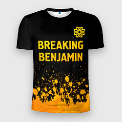 Мужская спорт-футболка Breaking Benjamin - gold gradient: символ сверху