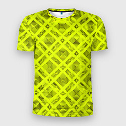 Футболка спортивная мужская Черный геометрический орнамент на желтом фоне, цвет: 3D-принт