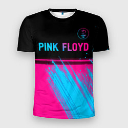 Мужская спорт-футболка Pink Floyd - neon gradient: символ сверху