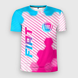 Футболка спортивная мужская Fiat neon gradient style: надпись, символ, цвет: 3D-принт