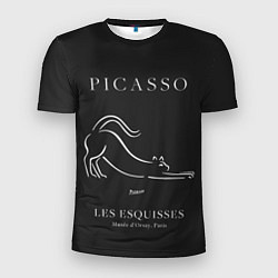 Мужская спорт-футболка Кот на черном - Пабло Пикассо