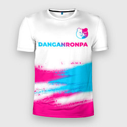 Мужская спорт-футболка Danganronpa neon gradient style: символ сверху