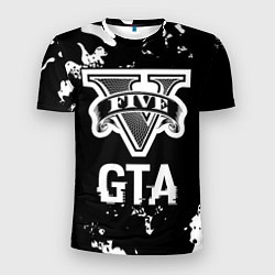 Мужская спорт-футболка GTA glitch на темном фоне