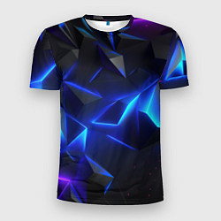 Футболка спортивная мужская Blue dark neon, цвет: 3D-принт