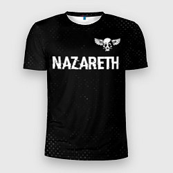 Футболка спортивная мужская Nazareth glitch на темном фоне: символ сверху, цвет: 3D-принт