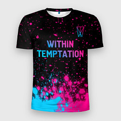 Мужская спорт-футболка Within Temptation - neon gradient: символ сверху