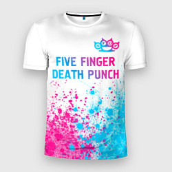 Мужская спорт-футболка Five Finger Death Punch neon gradient style: симво