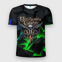 Мужская спорт-футболка Baldurs Gate 3 black blue neon