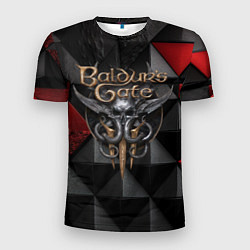 Мужская спорт-футболка Baldurs Gate 3 logo red black