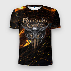 Мужская спорт-футболка Baldurs Gate 3 logo gold and black