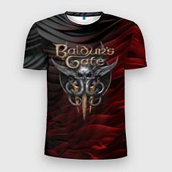 Мужская спорт-футболка Baldurs Gate 3 logo dark red black
