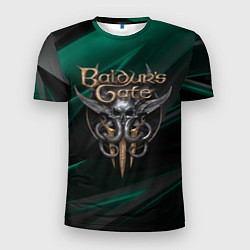 Мужская спорт-футболка Baldurs Gate 3 logo green geometry