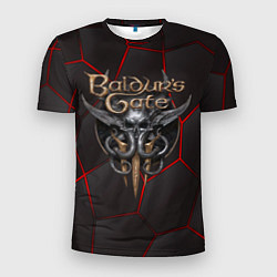 Футболка спортивная мужская Baldurs Gate 3 logo red black geometry, цвет: 3D-принт