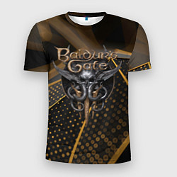 Мужская спорт-футболка Baldurs Gate 3 logo dark gold geometry