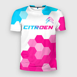 Мужская спорт-футболка Citroen neon gradient style: символ сверху