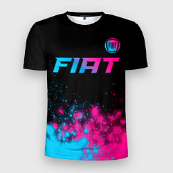Мужская спорт-футболка Fiat - neon gradient: символ сверху