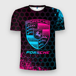 Мужская спорт-футболка Porsche - neon gradient