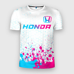 Мужская спорт-футболка Honda neon gradient style: символ сверху