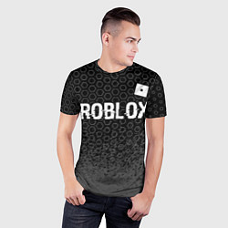Футболка спортивная мужская Roblox glitch на темном фоне: символ сверху, цвет: 3D-принт — фото 2