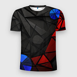 Футболка спортивная мужская Black blue red elements, цвет: 3D-принт