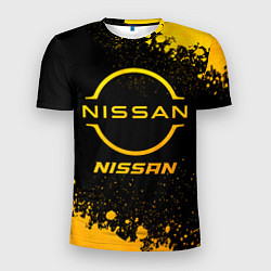 Мужская спорт-футболка Nissan - gold gradient