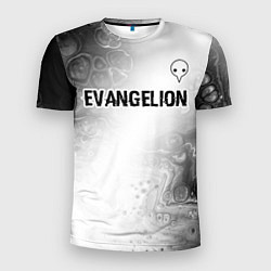 Мужская спорт-футболка Evangelion glitch на светлом фоне: символ сверху