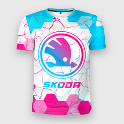 Мужская спорт-футболка Skoda neon gradient style